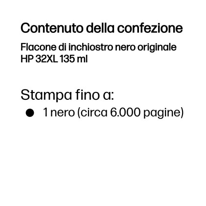 ORIGINALE HP Cartuccia d'inchiostro nero 1VV24AE 32 XL 6000 pagine 135ml