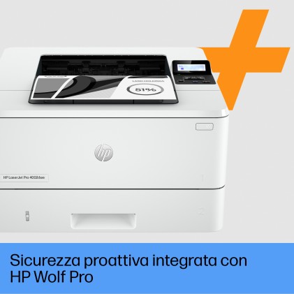 Hp Stamp. Laser A4 B/N, Laserjet Pro 4002Dwe, 40Ppm, Fronte/Retro, Usb/Lan/Wifi, Hp+