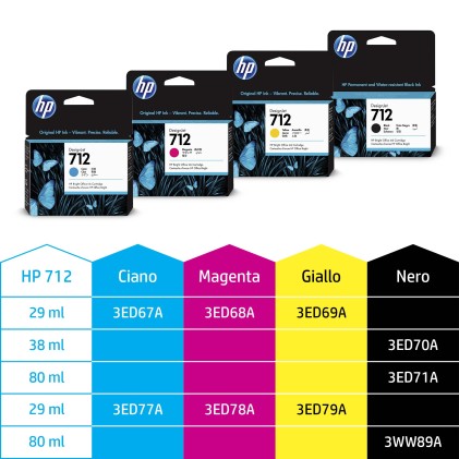 Originale Hp Cart Ink Giallo 712, 3 Pack