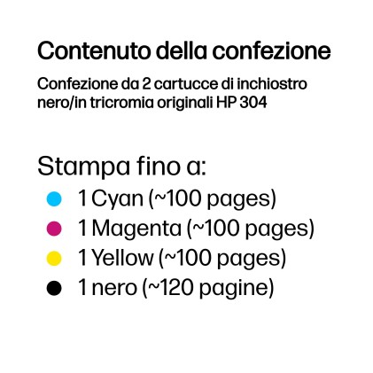 HP Confezione da 2 cartucce di inchiostro nero/in tricromia originali 304