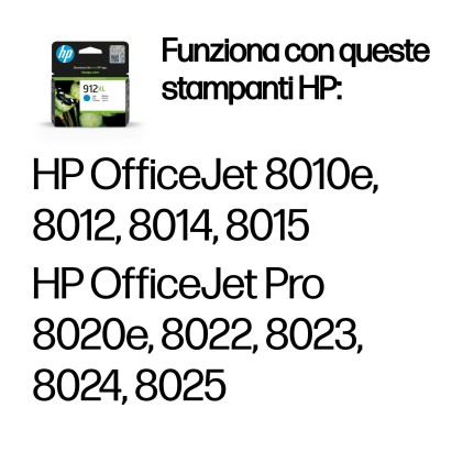 ORIGINALE HP Cartuccia d'inchiostro ciano 3YL81AE 912 XL 825 pagine