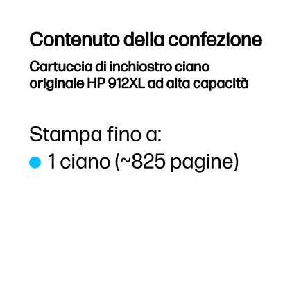 ORIGINALE HP Cartuccia d'inchiostro ciano 3YL81AE 912 XL 825 pagine