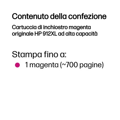 HP Cartuccia di inchiostro magenta originale 912XL ad alta capacit&agrave;