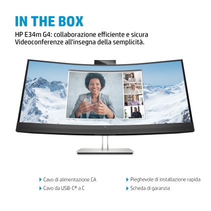 HP Monitor per video conferenze con schermo curvo E34m G4 USB-C WQHD