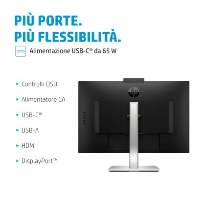 Hp Monitor 27 Led Ips 16:9 Fhd 5Ms 300 Cdm, E27M G4, Pivot, Webcam, Usb-C Hub, 2Xdp/Hdmi, Multimedia