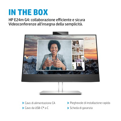 Hp Monitor 23,8 Led Ips 16:9 Fhd 5Ms 300 Cdm, E24M G4, Pivot, Webcam, Usb-C Hub, 2Xdp/Hdmi, Multimed