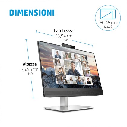 Hp Monitor 23,8 Led Ips 16:9 Fhd 5Ms 300 Cdm, E24M G4, Pivot, Webcam, Usb-C Hub, 2Xdp/Hdmi, Multimed