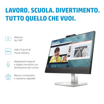Hp Monitor 23,8 Led Ips 16:9 Fhd 5Ms 300 Cdm, E24M G4, Pivot, Webcam, Usb-C Hub, 2Xdp/Hdmi, Multimed