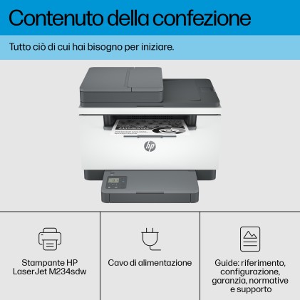 Hp Multif. Laser A4 B/N, Laserjet M234Sdw, 29Ppm, Usb/Lan/Wifi, Fronte/Retro, 4In1