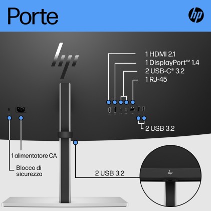 Hp Monitor Curvo 44,5 Led Va 32:9 4K Uqhd 400 Cdm, Reg Altezza, Usb-C Hub, Dp/Hdmi, Multimediale, E45C G5