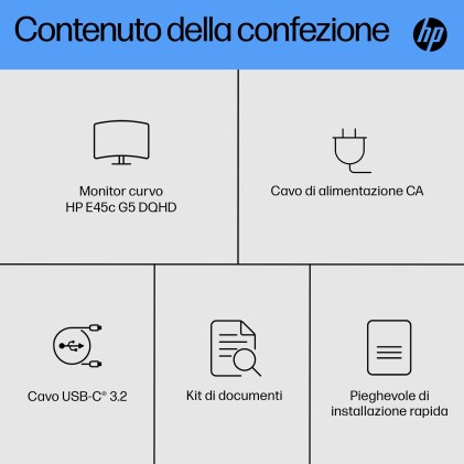 Hp Monitor Curvo 44,5 Led Va 32:9 4K Uqhd 400 Cdm, Reg Altezza, Usb-C Hub, Dp/Hdmi, Multimediale, E45C G5