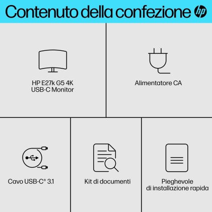 Hp Monitor 27 Led Ips 16:9 4K Uhd 5Ms 350 Cdm, Pivot, Usb-C Dock, Dp/Hdmi, Multimediale, E27K G5