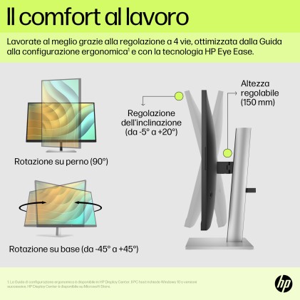 Hp Monitor 27 Led Ips 16:9 Qhd 5Ms 350 Cdm, Altezza, Pivot, Usb-C, 2Dp/Hdmi