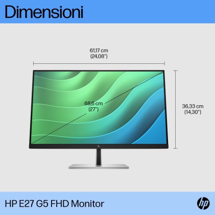 Hp Monitor 27 Led Ips Fhd 16:9 5Ms 300 Cdm, E27 G5, Srgb 99, Pivot, Dp/Hdmi