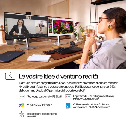 Hp Monitor 27 Led Ips 16:9 4K Uhd 5Ms 400 Cdm, Serie 7 Pro 727Pm, Webcam, Pivot, Usbc, Dp/Hdmi, Mult