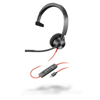 HP Poly Cuffie monoaurali Poly Blackwire 3310 con connettore USB-C + adattatore USB-C/A
