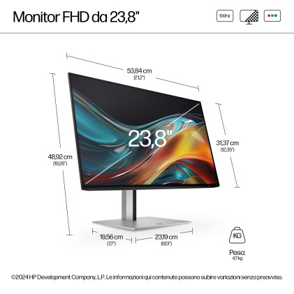 Hp Monitor 23,8 Led Ips Fhd 16:9 5Ms 300 Cdm, Serie 7 Pro Z24Pf, Pivot, Srbg 99, Dp/Hdmi