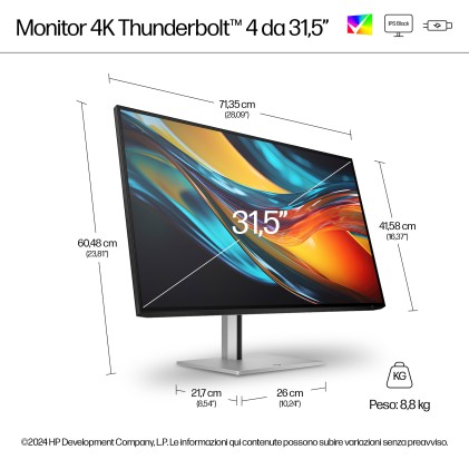 Hp Monitor 31,5 Led Ips 4K Uhd 16:9 5Ms 400 Cdm, Serie 7 Pro Z32Pk, Pivot, Srbg 99, Usb-C Dock, Dp/Hdmi