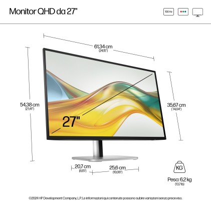 Hp Monitor 27 Led Ips 16:9 Qhd 350 Cdm, 527Pq, Pivot, Dp/Hdmi, Gar 3 Anni