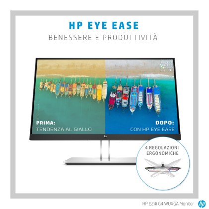 Hp Monitor 23,8 Led Ips Wuxga 16:10 5Ms 250 Cdm, E24I G4, Pivot, Vga/Dp/Hdmi