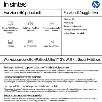 Hp Nb Wks Zbook Ultra G1A Ryzen Pro Ai Max 390 32Gb 1Tb 14 Amd Radeon 8050S Win 11 Pro