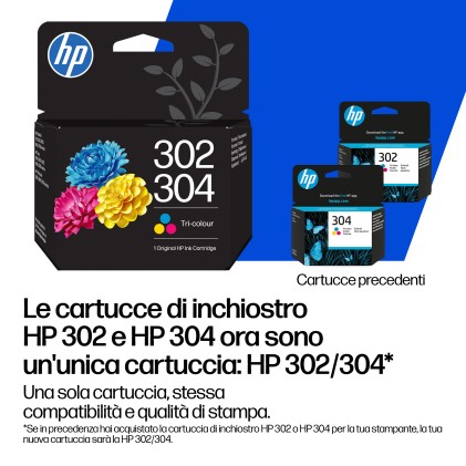 HP Cartuccia di inchiostro nero originale 302XL/304XL