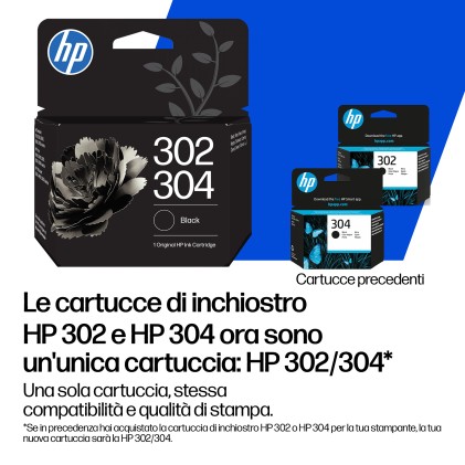 HP Confezione da 2 cartucce di inchiostro tricromia/nero 302/304