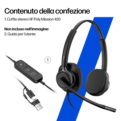 HP Poly Cuffie cablate stereo Mission 425 USB