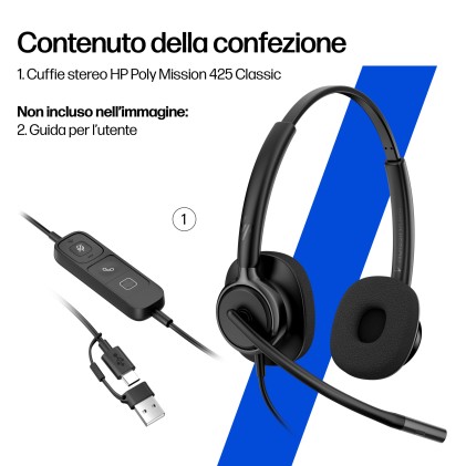 HP Poly Cuffie cablate stereo Mission 425 USB