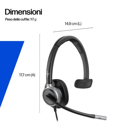 HP Poly Cuffie cablate monoaurali Mission 615 USB