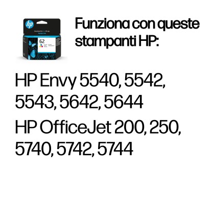 Hp Cart Ink Colore (Ciano + Magenta + Giallo) N.62 Per Oj5640