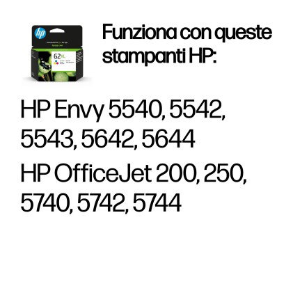ORIGINALE HP Cartuccia d'inchiostro differenti colori C2P07AE 62 XL 415 pagine