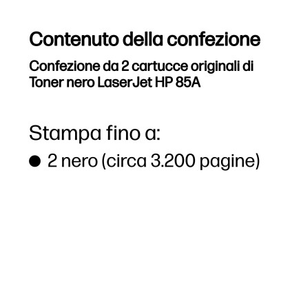 Hp Toner Nero Conf.2 Pz Ce285A Per Lj P1106/1102/1102W/M1132/M1212Nf/M1217