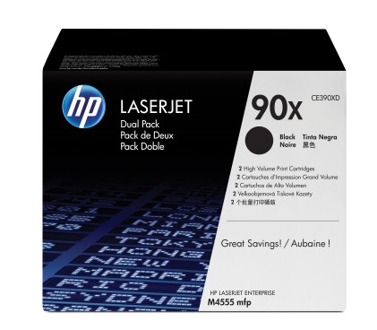 HP Confezione da 2 cartucce originali di Toner nero ad alta capacit&agrave; LaserJet 90X