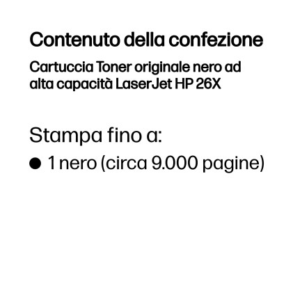 ORIGINALE HP toner nero CF226X 26X 9000 pagine alta capacitа