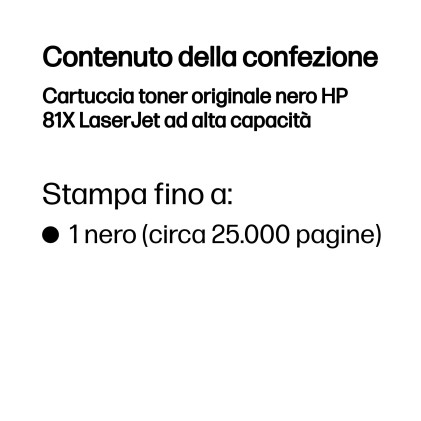 ORIGINALE HP toner nero CF281X 81X 25000 pagine alta capacitа