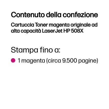 ORIGINALE HP toner magenta CF363X 508X 9500 pagine alta capacitа