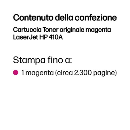 ORIGINALE HP toner magenta CF413A 410A 2300 pagine Capacitа standard