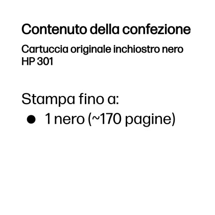 Hp Cart Ink Nero 301 Per Dj1000/2000 Ts