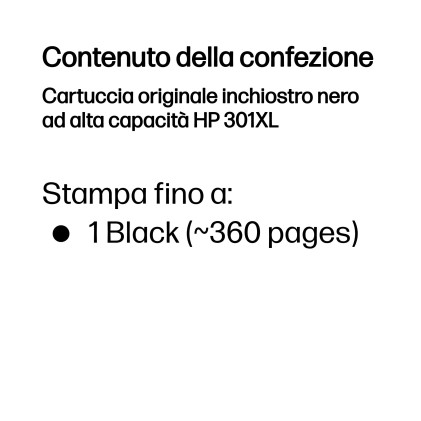 HP Cartuccia originale inchiostro nero ad alta capacit&agrave; 301XL