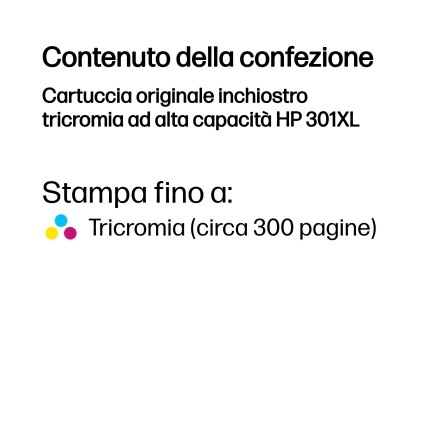 HP Cartuccia originale inchiostro tricromia ad alta capacit&agrave; 301XL