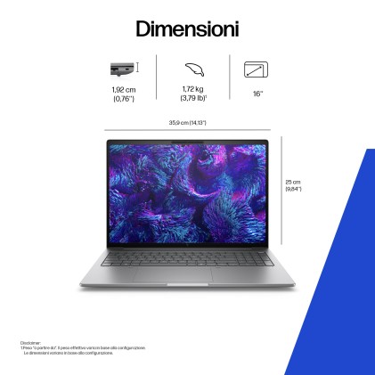 Hp Nb Zbook 8 16G1I Core Ultra 7 255H 32Gb 1Tb 16 Wuxga Win 11 Pro