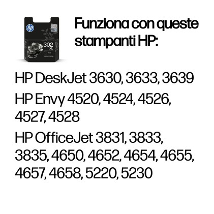 ORIGINALE HP Cartuccia d'inchiostro nero F6U68AE 302 XL 430 pagine
