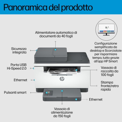 ORIGINALE HP stampante LaserJet MFP M234sdn 9YG02F#ABD Stampante laser multifunzione HP LaserJet M234sdn in bianco e nero