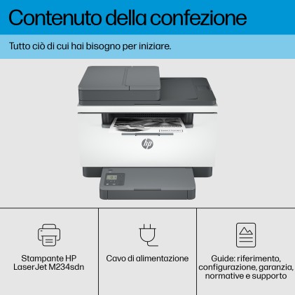 ORIGINALE HP stampante LaserJet MFP M234sdn 9YG02F#ABD Stampante laser multifunzione HP LaserJet M234sdn in bianco e nero