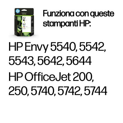 ORIGINALE HP Multipack nero / differenti colori N9J71AE 62 2x inchiostro HP 62: 1x C2P04AE + 1x C2P06AE