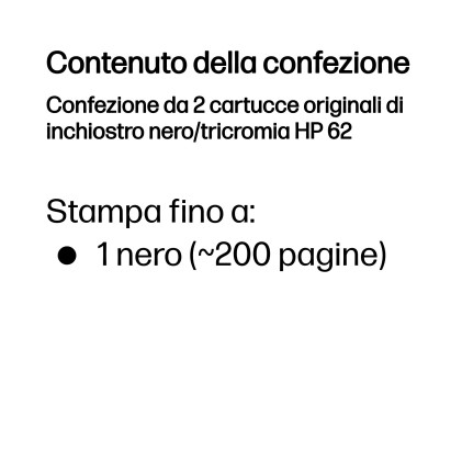 ORIGINALE HP Multipack nero / differenti colori N9J71AE 62 2x inchiostro HP 62: 1x C2P04AE + 1x C2P06AE