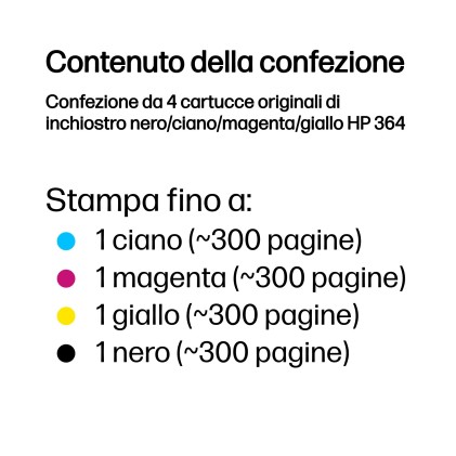 ORIGINALE HP Multipack nero / ciano / magenta / giallo N9J73AE 364 4x inchiostro HP 364: bk + c + m + y