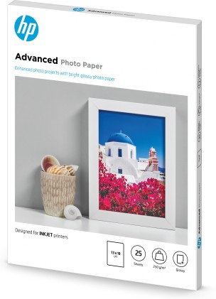 ORIGINALE HP Carta Bianco Q8696A Advanced hp® Advanced carta fotografica lucida / Q8696A 13 x 18 cm, 250 g/mІ, 25 fogli