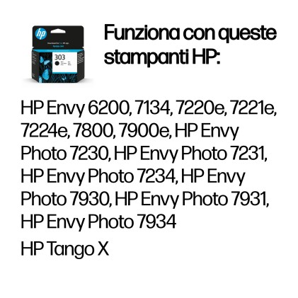 ORIGINALE HP Cartuccia d'inchiostro nero T6N02AE 303 200 pagine